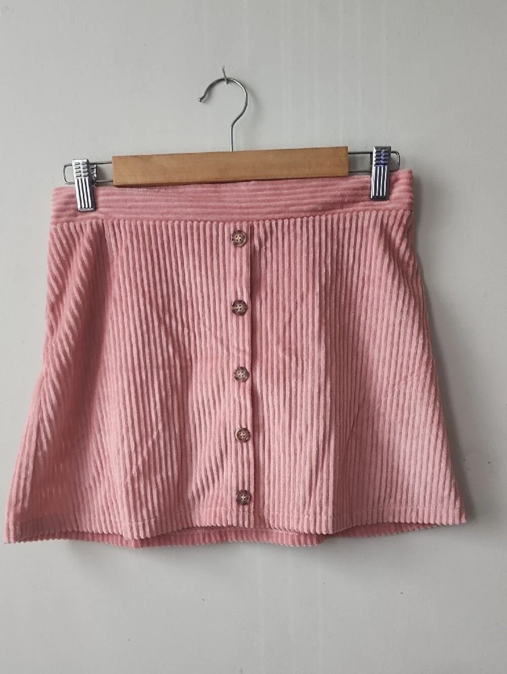 Girls' Pink Corduroy Button-Front A-Line Skirt